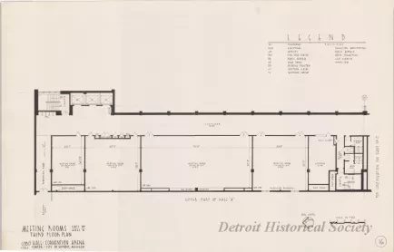 Drawing, Architectural - Meeting Rooms East of Hall A, 
Third Floor Plan,
Cobo Hall - Convention Arena
Civic Center - City of Detroit, Michigan