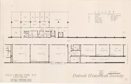 Drawing, Architectural - Offices & Meeting Rooms East of Hall B, 
Third Floor Plan, 
Cobo Hall - Convention Arena, 
Civic Center - City of Detroit, Michigan