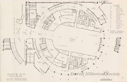 Drawing, Architectural - Convention Arena, 
First Floor Plan, 
Cobo Hall - Convention Arena
Civic Center - City of Detroit, Michigan