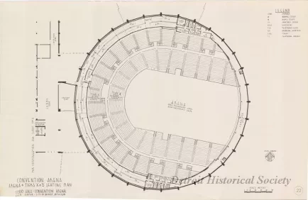 Drawing, Architectural - Convention Arena, 
Arena & Tiers A & B Seating Plan, 
Cobo Hall - Convention Arena, 
Civic Center - City of Detroit, Michigan