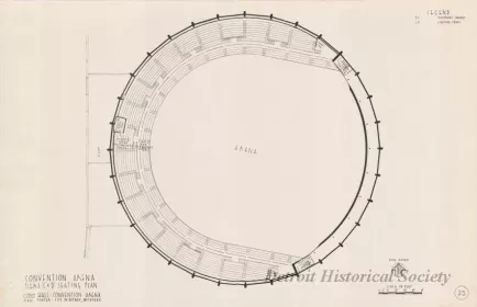 Drawing, Architectural - Convention Arena, 
Arena & Tiers C & D Seating Plan, 
Cobo Hall - Convention Arena, 
Civic Center - City of Detroit, Michigan
