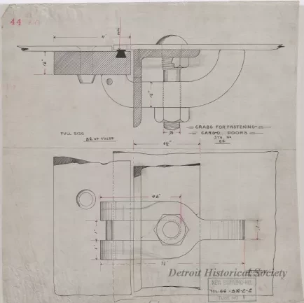 Drawing, Technical - Grabs for Fastening Cargo Doors,
St'r. [Steamer] No. 66