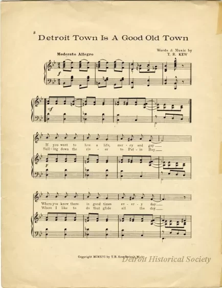 Music, Sheet - Detroit Town is a Good Old Town