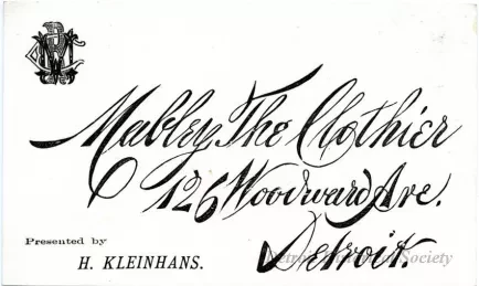 Card, Business - Mabley the Clothier