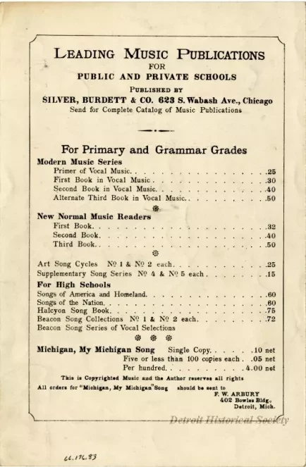 Music, Sheet - Michigan, My Michigan