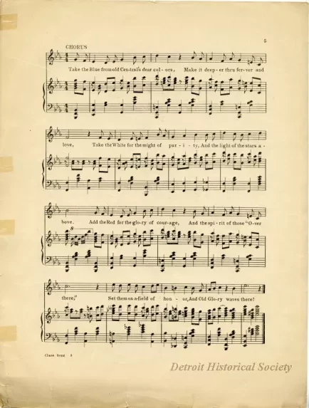 Music, Sheet - Detroit Central High School Class Song, June 1918