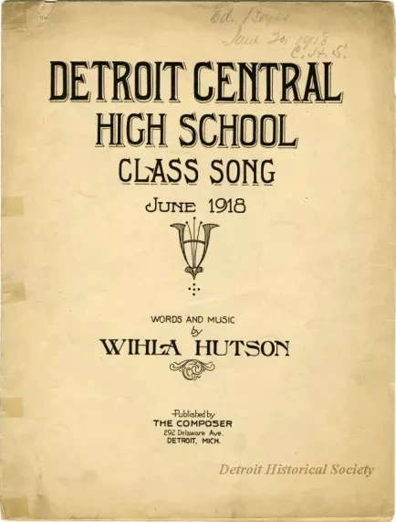 Music, Sheet - Detroit Central High School Class Song, June 1918