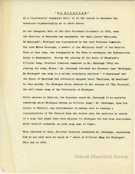 Music, Sheet - My Michigan