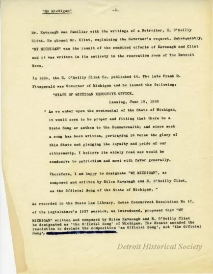 Music, Sheet - My Michigan