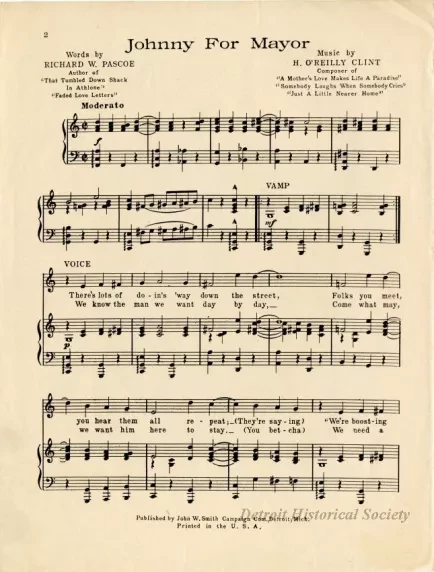Music, Sheet - Johnny for Mayor