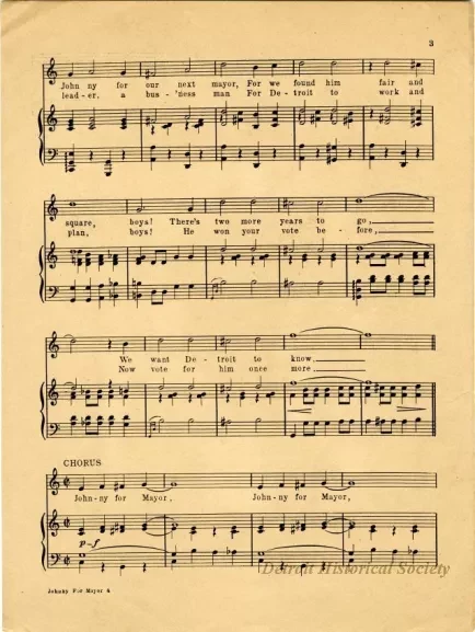 Music, Sheet - Johnny for Mayor