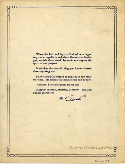 Music, Sheet - Fair and Square March