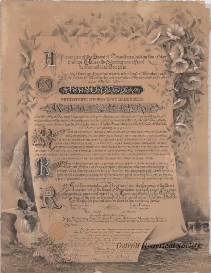 Certificate, Commemorative - John J. Bagley