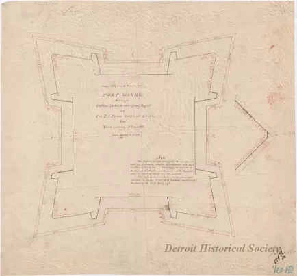 Drawing, Architectural - Fort Wayne, Michigan, 
Outline Sketch to Accompany Report of Col. T. J. Cram, 
Corps of Engineers for Year Ending 30 June 1864