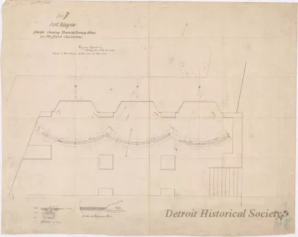 Drawing, Architectural - No. 7, Fort Wayne,
Sketch Showing Traverse Irons & Stones in the Flank Casemates