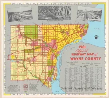 Map - 1961 Official Highway Map of Wayne County
