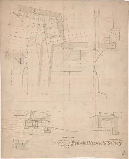Drawing, Architectural - Fort Wayne, 
Plans & Sections Showing the Scarp Walls & Casemates 
to be Constructed at the East Bastion.