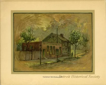 Print - The Detroit News Building in 1873