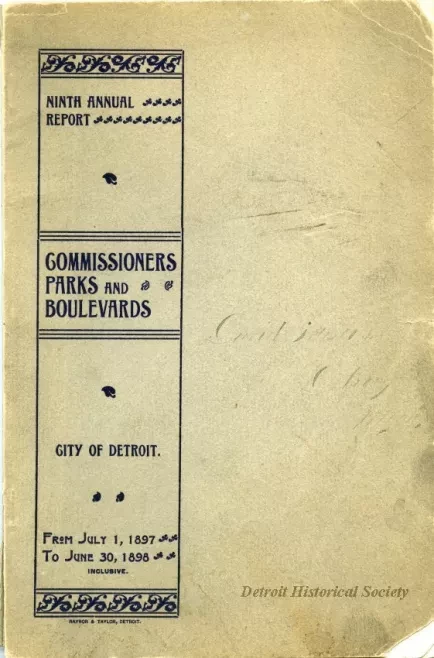 Report, Annual - Ninth Annual Report, Commissioners of Parks and Boulevards