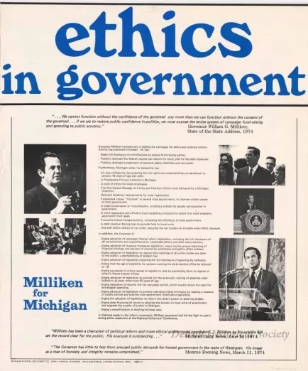 Poster - Ethics in Government
[Milliken for Michigan]