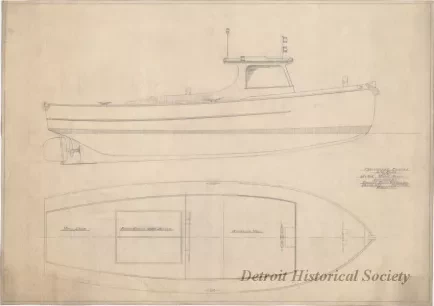Blueprint - Preliminary Profile and Plan of a 25' x 8'-6" Work Boat