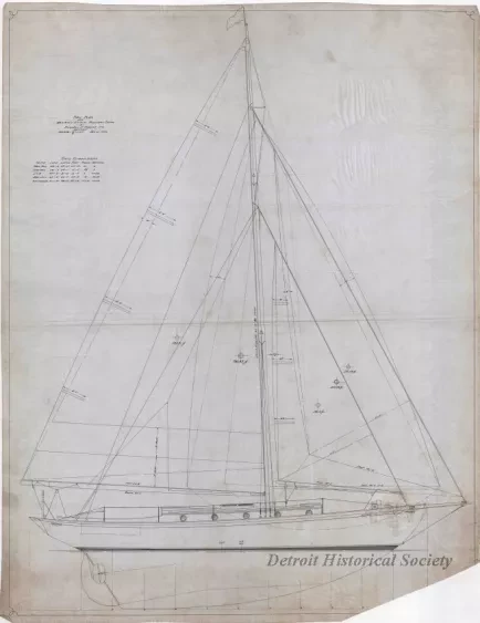 Drawing, Technical - Sail Plan of a 40' x 31'-6" x 10' x 5'-10" Auxiliary Cutter