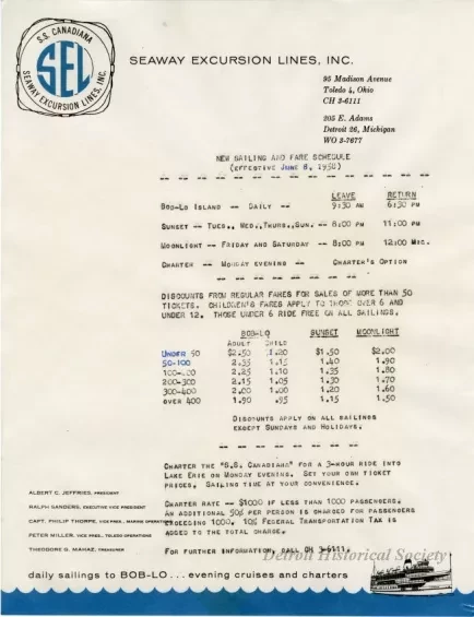Brochure - New Sailing and Fair Schedule (Effective June 8, 1958)