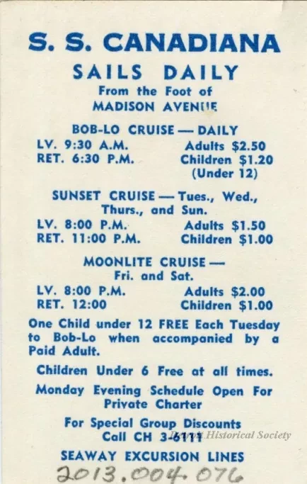 Schedule - S.S. Canadiana