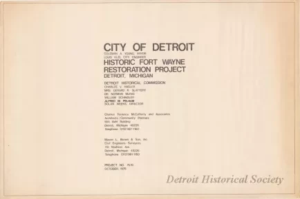 Blueprint - Historic Fort Wayne Restoration Project
(Project No. 76.10)