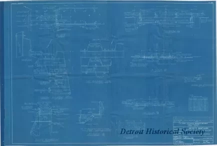 Blueprint - Detroit Boat Yard -
Modification of Existing Facilities;
Plan, Elevation, Sections and Details