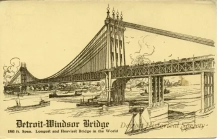 Postcard - Detroit-Windsor Bridge