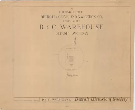 Blueprint - Building of the Detroit & Cleveland Navigation Co.,
Known as the D. & C. Warehouse, Detroit, Michigan
