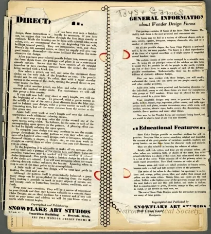 Packet - Wonder Design Forms, Snow Flake Pattern