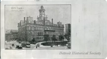 Postcard - City Hall, Detroit, Mich.