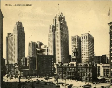 Postcard - City Hall - Downtown Detroit