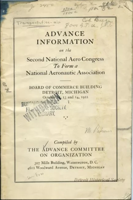 Program - Advance Information on the Second National Aero Congress To Form a National Aeronautic Association.