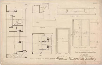 Drawing, Architectural - Plans for a Fire-Proof Comparator Room at Fort Wayne