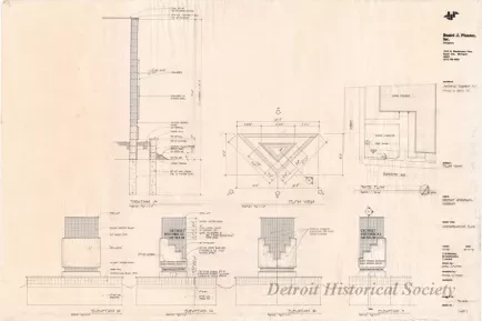 Drawing, Architectural - Detroit Historical Museum,
Pilon [Pylon] Sign, Construction Plan