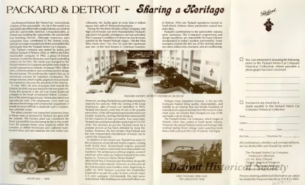 Pamphlet - The Packard Motor Car Company Collection of the Detroit Historical Museum