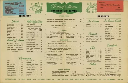 Menu - The Sanders Menu, Vol. 3, No. 8