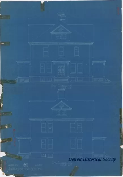 Blueprint - Administration Building [Building No. 207] -  End Elevation
