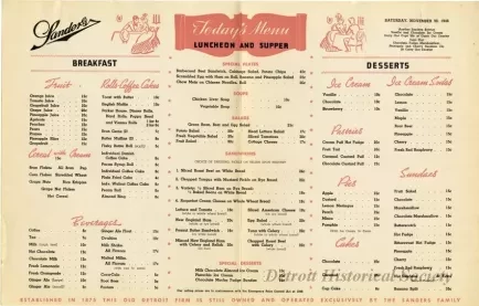 Menu - The Sanders Menu, Vol. 3, No. 23