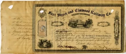 Certificate, Stock - Fort Street and Elmwood Railway Co.