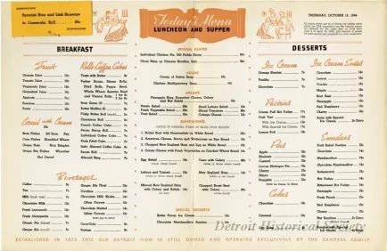 Menu - The Sanders Menu, Vol. 1, No. 14