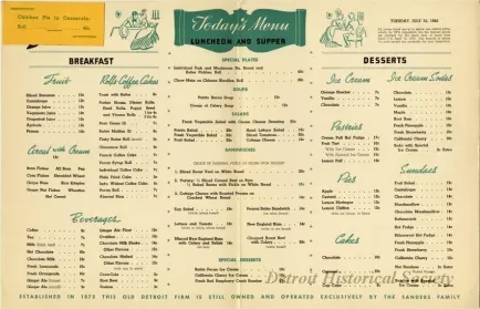 Menu - The Sanders Menu, Vol. 2, No. 15