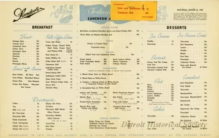 Menu - The Sanders Menu, Vol. 3, No. 6