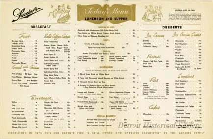 Menu - The Sanders Menu, Vol. 3, No. 13