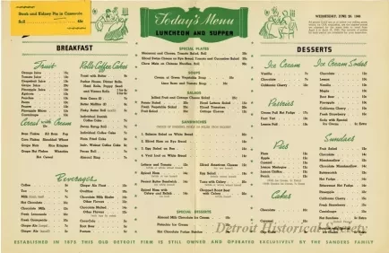 Menu - The Sanders Menu, Vol. 3, No. 14