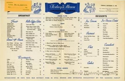 Menu - The Sanders Menu, Vol. 3, No. 19