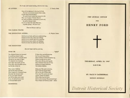 Program - The Burial Office for Henry Ford